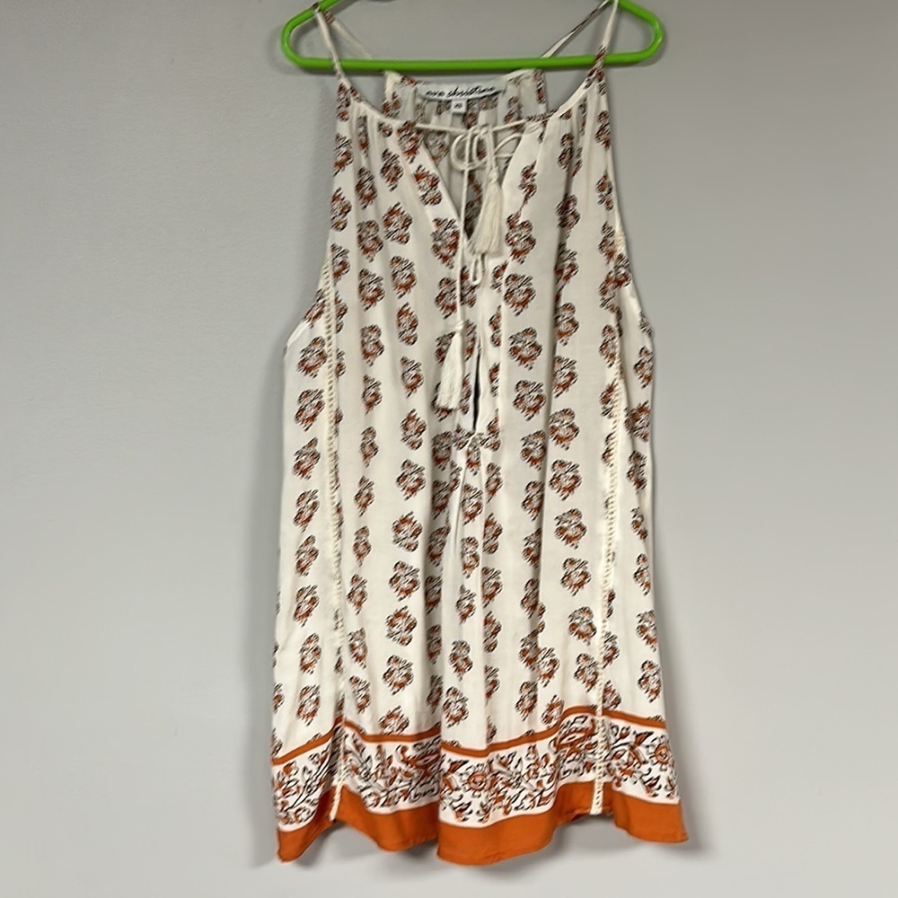 Ava Christine Women’s Paisley Print Sleeveless Halter V Neck Top, XS